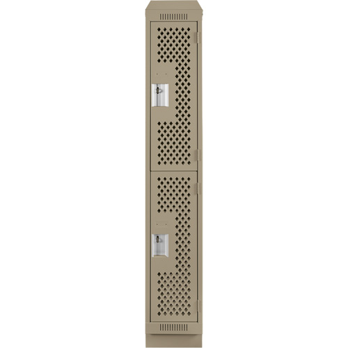 Clean Line Lockers, 2 -tier, 12" x 18" x 82", Steel, Beige, Rivet (Assembled), Perforated M & M Nord Ouest Inc