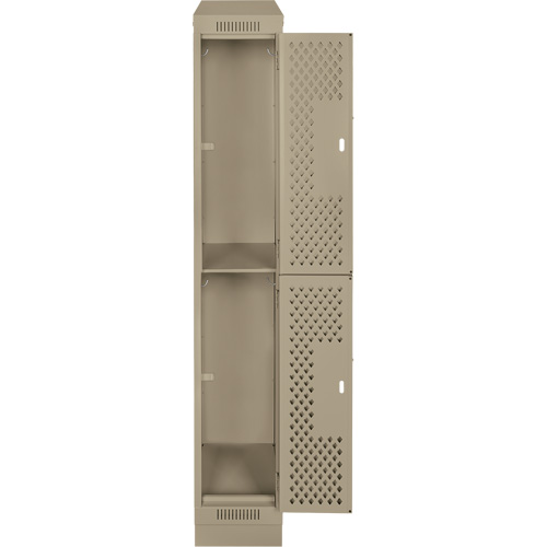 Clean Line Lockers, 2 -tier, 12" x 18" x 82", Steel, Beige, Rivet (Assembled), Perforated M & M Nord Ouest Inc