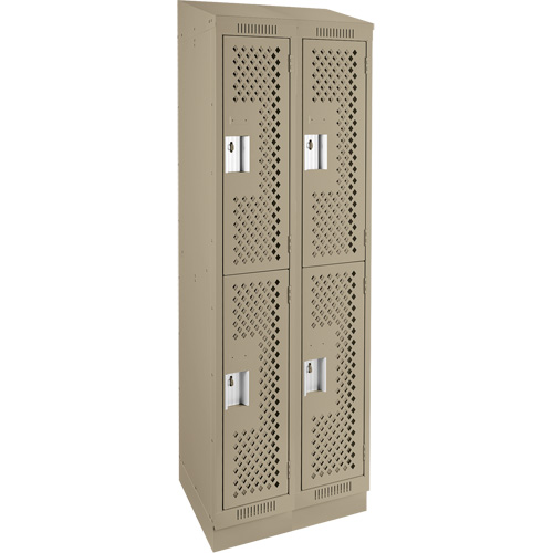 Clean Line Lockers, 2 -tier, Bank of 2, 24" x 18" x 82", Steel, Beige, Rivet (Assembled), Perforated M & M Nord Ouest Inc