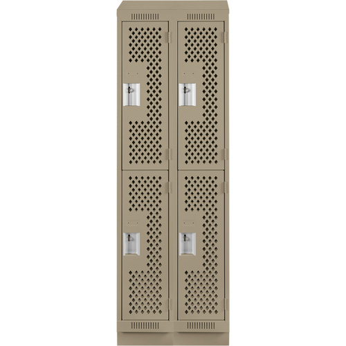 Clean Line Lockers, 2 -tier, Bank of 2, 24" x 18" x 82", Steel, Beige, Rivet (Assembled), Perforated M & M Nord Ouest Inc