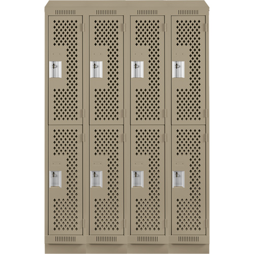Clean Line Lockers, 2 -tier, Bank of 4, 48" x 18" x 82", Steel, Beige, Rivet (Assembled), Perforated M & M Nord Ouest Inc