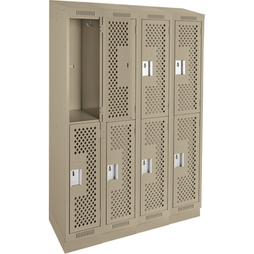 Clean Line Lockers, 2 -tier, Bank of 4, 48" x 18" x 82", Steel, Beige, Rivet (Assembled), Perforated M & M Nord Ouest Inc