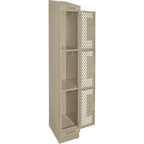 Clean Line Lockers, 3 -tier, 12" x 12" x 82", Steel, Beige, Rivet (Assembled), Perforated M & M Nord Ouest Inc