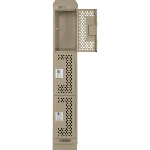 Clean Line Lockers, 3 -tier, 12" x 12" x 82", Steel, Beige, Rivet (Assembled), Perforated M & M Nord Ouest Inc