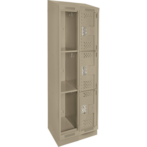 Clean Line Lockers, 3 -tier, Bank of 2, 24" x 12" x 82", Steel, Beige, Rivet (Assembled), Perforated M & M Nord Ouest Inc