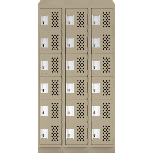 Assembled Lockerettes Clean Line Perforated Economy Lockers, 6 -tier, Bank of 3, 18" x 72" x 12", Steel M & M Nord Ouest Inc