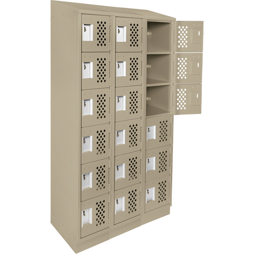 Assembled Lockerettes Clean Line Perforated Economy Lockers, 6 -tier, Bank of 3, 18" x 72" x 12", Steel M & M Nord Ouest Inc