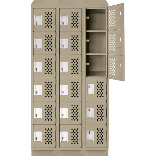 Assembled Lockerettes Clean Line Perforated Economy Lockers, 6 -tier, Bank of 3, 18" x 72" x 12", Steel M & M Nord Ouest Inc