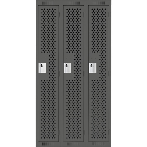Clean Line Lockers, Bank of 3, 36" x 12" x 72", Steel, Charcoal, Rivet (Assembled), Perforated M & M Nord Ouest Inc