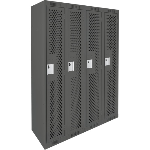 Clean Line Lockers, Bank of 4, 48" x 12" x 72", Steel, Charcoal, Rivet (Assembled), Perforated M & M Nord Ouest Inc