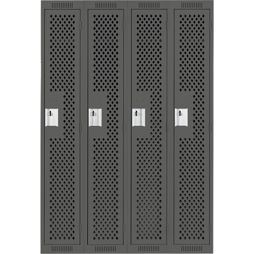 Clean Line Lockers, Bank of 4, 48" x 12" x 72", Steel, Charcoal, Rivet (Assembled), Perforated M & M Nord Ouest Inc
