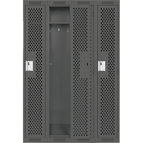Clean Line Lockers, Bank of 4, 48" x 12" x 72", Steel, Charcoal, Rivet (Assembled), Perforated M & M Nord Ouest Inc