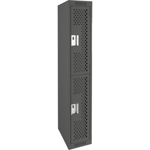 Clean Line Lockers, 2 -tier, 12" x 12" x 72", Steel, Charcoal, Rivet (Assembled), Perforated M & M Nord Ouest Inc