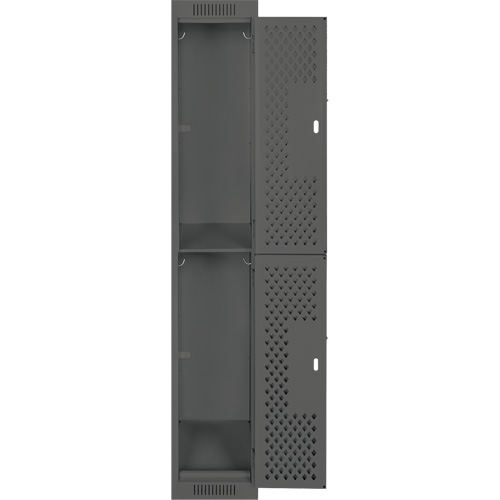 Clean Line Lockers, 2 -tier, 12" x 12" x 72", Steel, Charcoal, Rivet (Assembled), Perforated M & M Nord Ouest Inc
