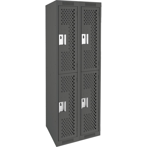 Clean Line Lockers, 2 -tier, Bank of 2, 24" x 12" x 72", Steel, Charcoal, Rivet (Assembled), Perforated M & M Nord Ouest Inc