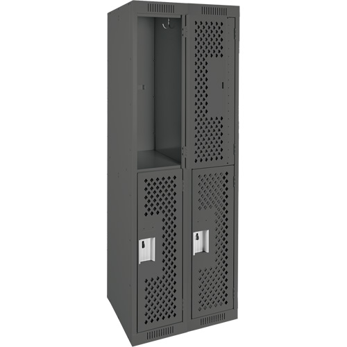 Clean Line Lockers, 2 -tier, Bank of 2, 24" x 12" x 72", Steel, Charcoal, Rivet (Assembled), Perforated M & M Nord Ouest Inc