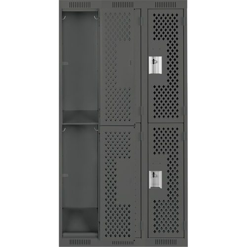 Clean Line Lockers, 2 -tier, Bank of 3, 36" x 12" x 72", Steel, Charcoal, Rivet (Assembled), Perforated M & M Nord Ouest Inc