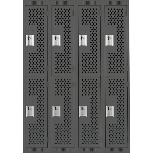 Clean Line Lockers, 2 -tier, Bank of 4, 48" x 12" x 72", Steel, Charcoal, Rivet (Assembled), Perforated M & M Nord Ouest Inc