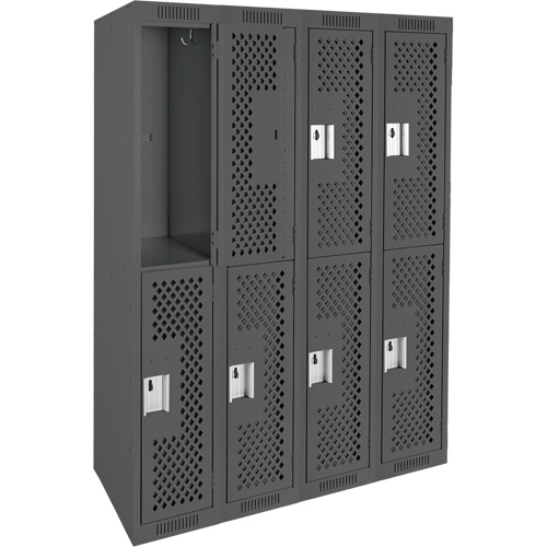 Clean Line Lockers, 2 -tier, Bank of 4, 48" x 12" x 72", Steel, Charcoal, Rivet (Assembled), Perforated M & M Nord Ouest Inc