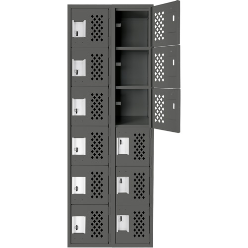 Clean-Line Perforated Lockerette, 6 -tier, Bank of 2, 15" x 72" x 12", Steel M & M Nord Ouest Inc