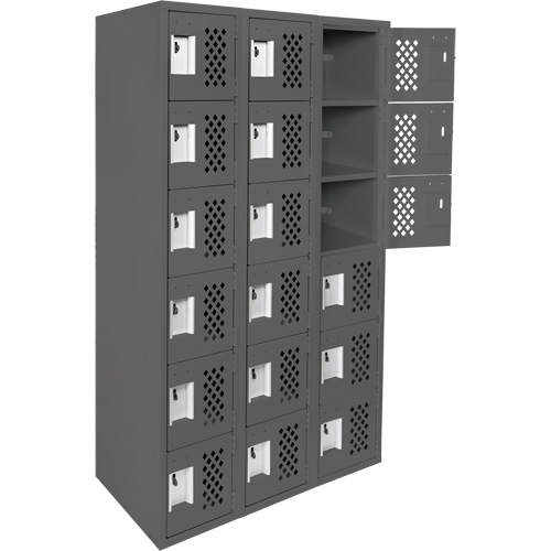 Clean-Line Perforated Lockerette, 6 -tier, Bank of 3, 15" x 72" x 12", Steel M & M Nord Ouest Inc