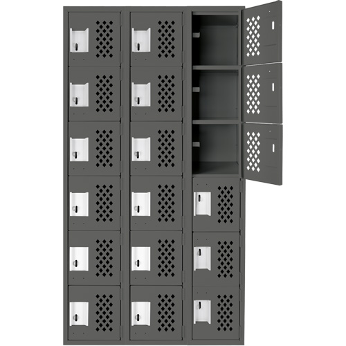 Clean-Line Perforated Lockerette, 6 -tier, Bank of 3, 15" x 72" x 12", Steel M & M Nord Ouest Inc