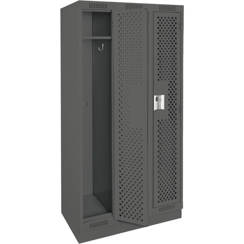 Clean Line Lockers, Bank of 3, 36" x 15" x 76", Steel, Charcoal, Rivet (Assembled), Perforated M & M Nord Ouest Inc