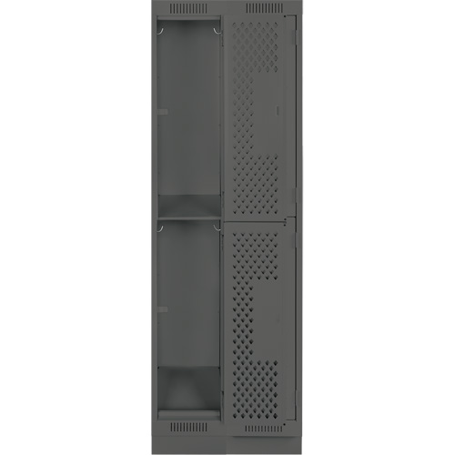 Clean Line Lockers, 2 -tier, Bank of 2, 24" x 18" x 76", Steel, Charcoal, Rivet (Assembled), Perforated M & M Nord Ouest Inc