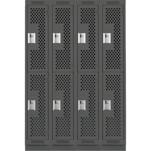 Clean Line Lockers, 2 -tier, Bank of 4, 48" x 18" x 76", Steel, Charcoal, Rivet (Assembled), Perforated M & M Nord Ouest Inc