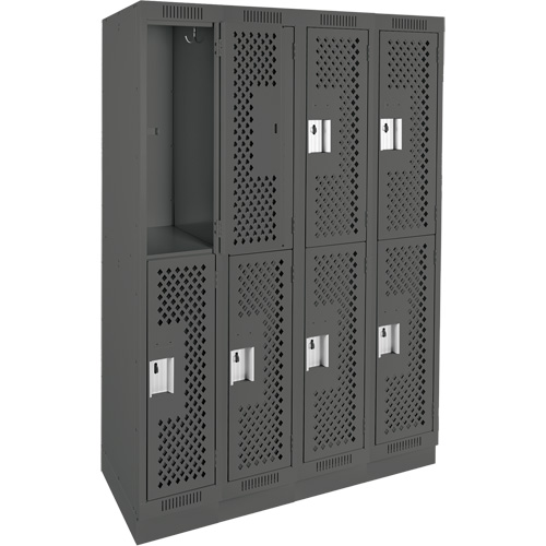Clean Line Lockers, 2 -tier, Bank of 4, 48" x 18" x 76", Steel, Charcoal, Rivet (Assembled), Perforated M & M Nord Ouest Inc