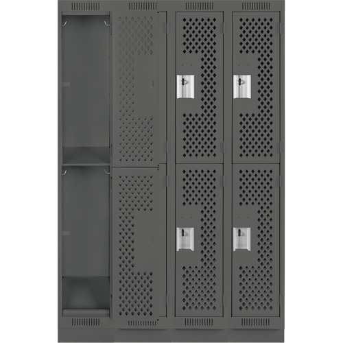 Clean Line Lockers, 2 -tier, Bank of 4, 48" x 18" x 76", Steel, Charcoal, Rivet (Assembled), Perforated M & M Nord Ouest Inc