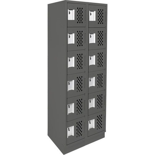 Assembled Lockerettes Clean Line Perforated Economy Lockers, 6 -tier, Bank of 2, 18" x 72" x 12", Steel M & M Nord Ouest Inc