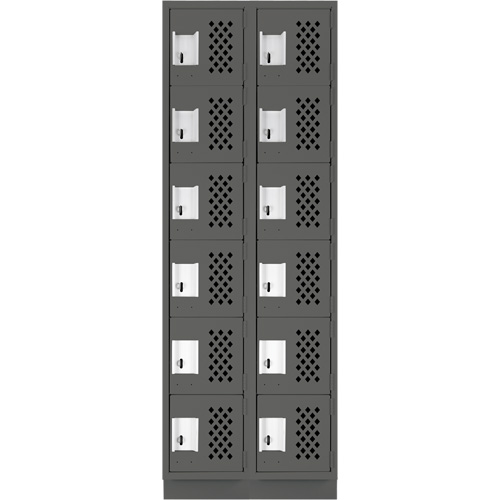 Assembled Lockerettes Clean Line Perforated Economy Lockers, 6 -tier, Bank of 2, 18" x 72" x 12", Steel M & M Nord Ouest Inc
