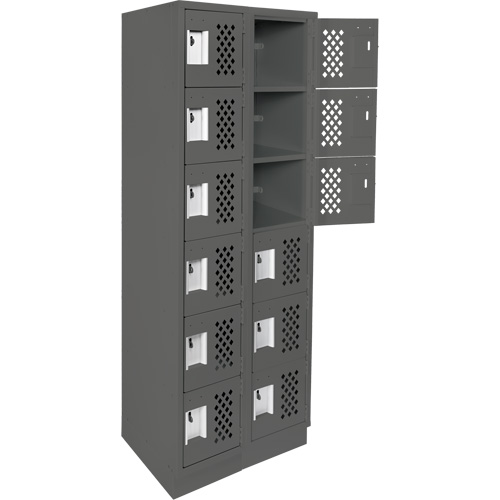 Assembled Lockerettes Clean Line Perforated Economy Lockers, 6 -tier, Bank of 2, 18" x 72" x 12", Steel M & M Nord Ouest Inc