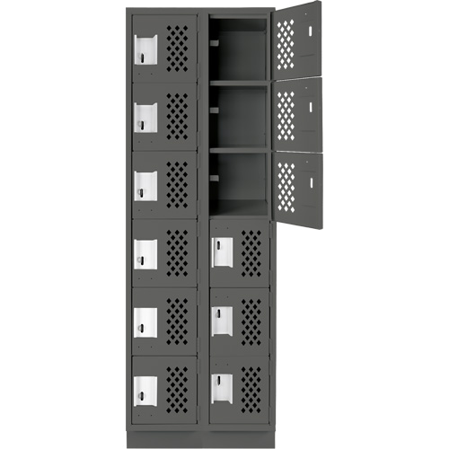 Assembled Lockerettes Clean Line Perforated Economy Lockers, 6 -tier, Bank of 2, 18" x 72" x 12", Steel M & M Nord Ouest Inc