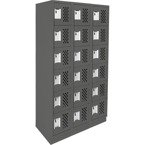 Assembled Lockerettes Clean Line Perforated Economy Lockers, 6 -tier, Bank of 3, 18" x 72" x 12", Steel M & M Nord Ouest Inc
