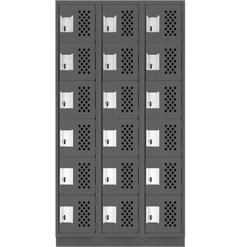 Assembled Lockerettes Clean Line Perforated Economy Lockers, 6 -tier, Bank of 3, 18" x 72" x 12", Steel M & M Nord Ouest Inc