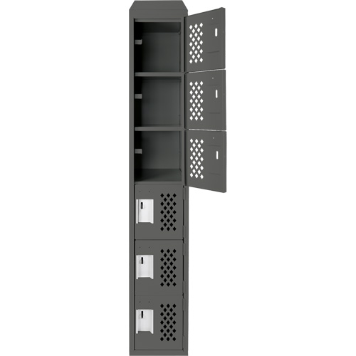 Assembled Lockerettes Clean Line Perforated Economy Lockers, 6 -tier, 18" x 72" x 12", Steel M & M Nord Ouest Inc