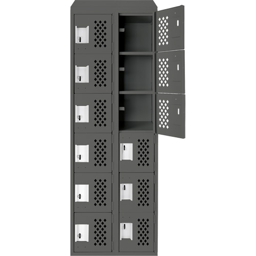 Assembled Lockerettes Clean Line Perforated Economy Lockers, 6 -tier, Bank of 2, 18" x 72" x 12", Steel M & M Nord Ouest Inc