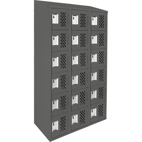 Assembled Lockerettes Clean Line Perforated Economy Lockers, 6 -tier, Bank of 3, 18" x 72" x 12", Steel M & M Nord Ouest Inc