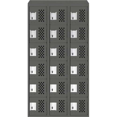 Assembled Lockerettes Clean Line Perforated Economy Lockers, 6 -tier, Bank of 3, 18" x 72" x 12", Steel M & M Nord Ouest Inc