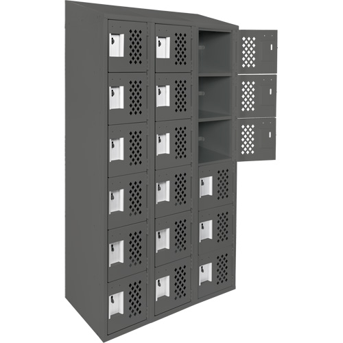 Assembled Lockerettes Clean Line Perforated Economy Lockers, 6 -tier, Bank of 3, 18" x 72" x 12", Steel M & M Nord Ouest Inc