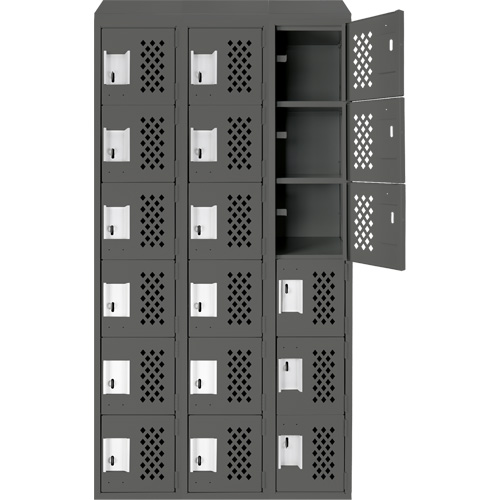 Assembled Lockerettes Clean Line Perforated Economy Lockers, 6 -tier, Bank of 3, 18" x 72" x 12", Steel M & M Nord Ouest Inc