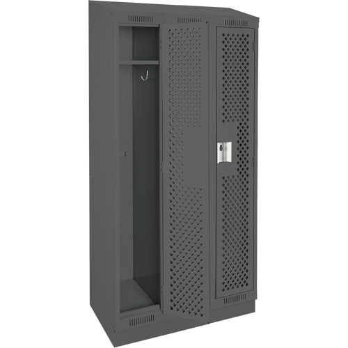 Clean Line Lockers, Bank of 3, 36" x 12" x 82", Steel, Charcoal, Rivet (Assembled), Perforated M & M Nord Ouest Inc
