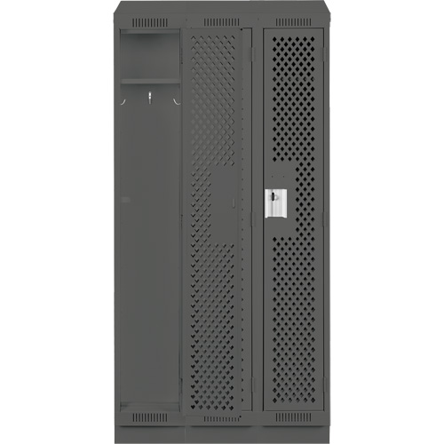 Clean Line Lockers, Bank of 3, 36" x 12" x 82", Steel, Charcoal, Rivet (Assembled), Perforated M & M Nord Ouest Inc