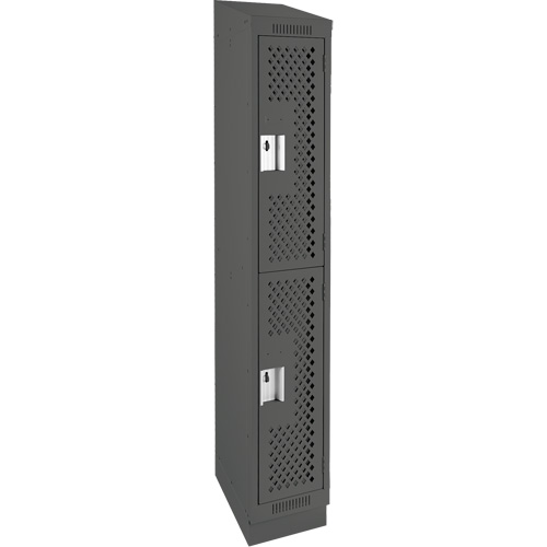 Clean Line Lockers, 2 -tier, 12" x 18" x 82", Steel, Charcoal, Rivet (Assembled), Perforated M & M Nord Ouest Inc