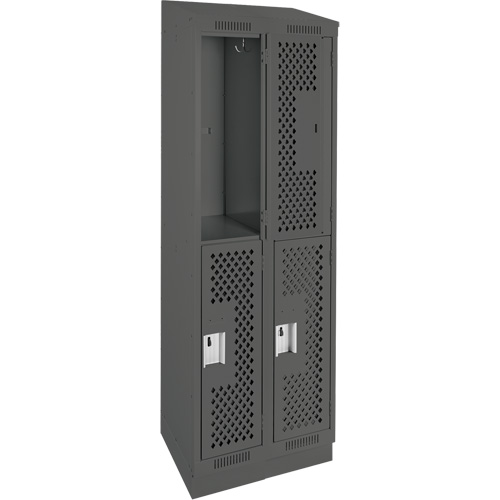 Clean Line Lockers, 2 -tier, Bank of 2, 24" x 18" x 82", Steel, Charcoal, Rivet (Assembled), Perforated M & M Nord Ouest Inc