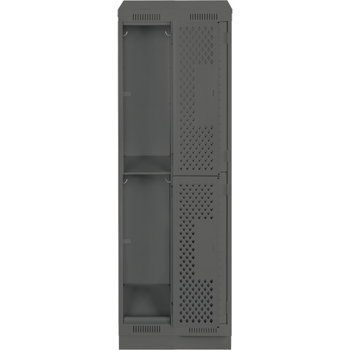 Clean Line Lockers, 2 -tier, Bank of 2, 24" x 18" x 82", Steel, Charcoal, Rivet (Assembled), Perforated M & M Nord Ouest Inc
