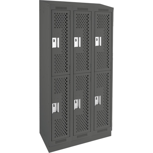 Clean Line Lockers, 2 -tier, Bank of 3, 36" x 18" x 82", Steel, Charcoal, Rivet (Assembled), Perforated M & M Nord Ouest Inc