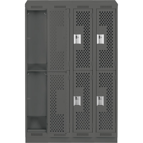 Clean Line Lockers, 2 -tier, Bank of 4, 48" x 18" x 82", Steel, Charcoal, Rivet (Assembled), Perforated M & M Nord Ouest Inc